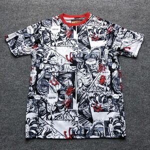Fresh Prints Shirt Mens Small White Allover Manga Anime Comic Graphic Art Tee